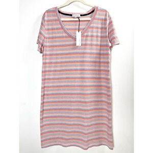 NWT Michael Stars Rainbow Striped Shirt Dress Casual Preppy Twee Classic Cute L